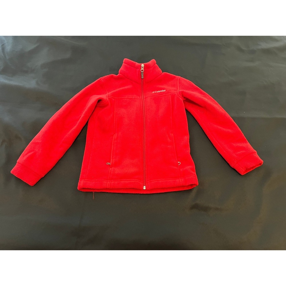 Columbia Girls XS 6/7 Red Benton Springs Full Zip Fleece Jacket Mock Neck Pocket